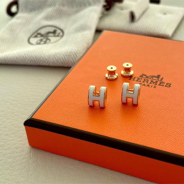 HERMES エルメス mini pop H ミニポップH ピアス　ホワイト