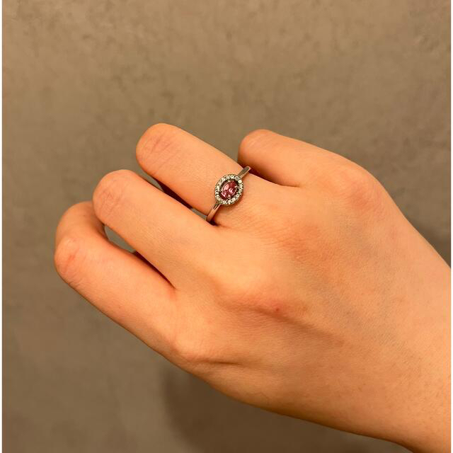 【鑑定状付き】パパラチア　プラチナ指輪　ピンク レディースのアクセサリー(リング(指輪))の商品写真