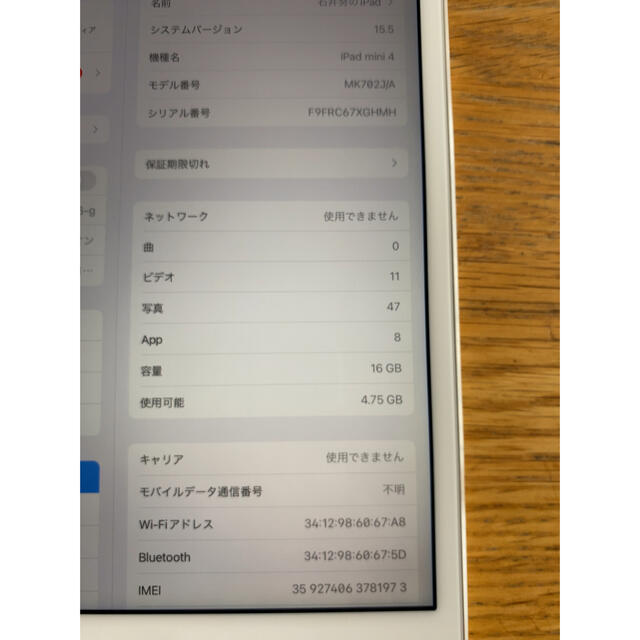 iPad mini 4 WI-FI +CEL 16GB SIMフリー