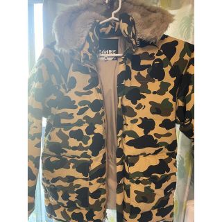 【極美品】A・BATHING APE カモフラ ファー ダウンコート  S