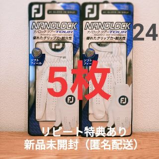 フットジョイ(FootJoy)のフットジョイ ナノロックツアー ホワイト ゴルフグローブ 5枚 size24(その他)