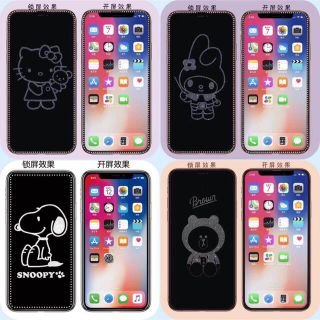 iPhone 高品質 強化ガラス 全面保護フィルムシール かわいい(保護フィルム)