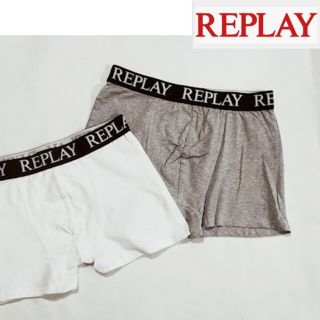 リプレイ(Replay)のREPLAY　ボクサー　白　グレー　s ２枚組(ボクサーパンツ)