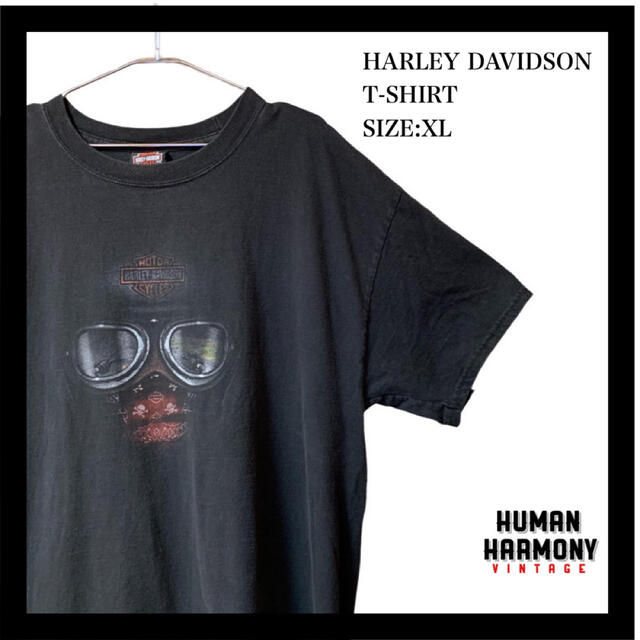 ハーレーダビッドソン Tシャツ 両面プリント  オーバーサイズ ゆるだぼ58cm袖丈