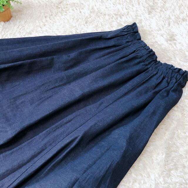 45rpm(フォーティーファイブアールピーエム)の美品　パラスパレス インディゴ　ネイビー コットン スカート☆0 レディースのスカート(ロングスカート)の商品写真