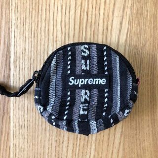 シュプリーム(Supreme)の美品　Supreme Woven Stripe Coin Pouch 黒(コインケース/小銭入れ)