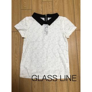 グラスライン(Glass Line)の襟付き　トップス カットソー　レース　白　モノトーン(Tシャツ(長袖/七分))