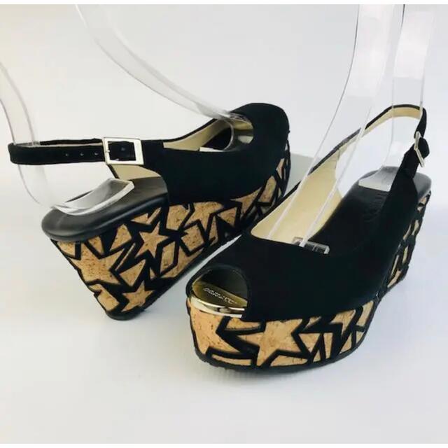 JIMMY CHOO(ジミーチュウ)の極美品★ジミーチュウ・レザー スターデザイン ウェッジソール サンダル(36) レディースの靴/シューズ(サンダル)の商品写真