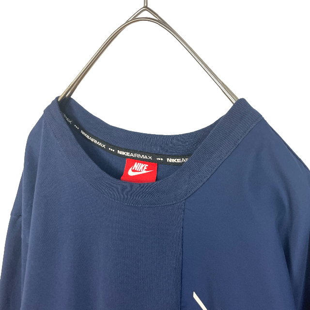 NIKE(ナイキ)のNIKE ナイキ AIRMAX 長袖Tシャツ ロンT 異素材切替 ネイビー L メンズのトップス(Tシャツ/カットソー(七分/長袖))の商品写真