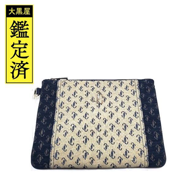 インターネット通販 ジミーチュウ クラッチバッグ ベージュ/ネイビー