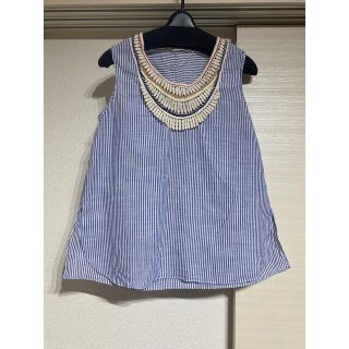 ザラ(ZARA)のZARABASIC(ザラベーシック) ブルーストライプノースリーブブラウス(シャツ/ブラウス(半袖/袖なし))