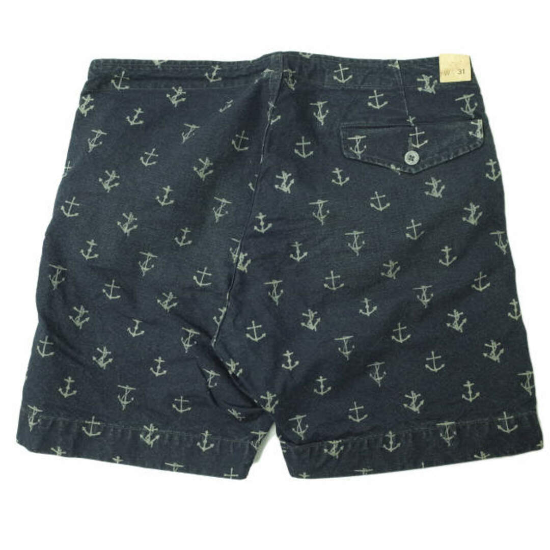 RRL(ダブルアールエル)のRRL ダブルアールエル LIMITED EDITION ANCHOR PRINT INDIGO SHORT PANTS アンカープリントインディゴショーツ 31 Navy Double RL ショートパンツ ボタンフライ ボトムス【新古品】【中古】【RRL】 メンズのパンツ(ショートパンツ)の商品写真