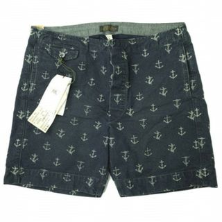 ダブルアールエル(RRL)のRRL ダブルアールエル LIMITED EDITION ANCHOR PRINT INDIGO SHORT PANTS アンカープリントインディゴショーツ 31 Navy Double RL ショートパンツ ボタンフライ ボトムス【新古品】【中古】【RRL】(ショートパンツ)