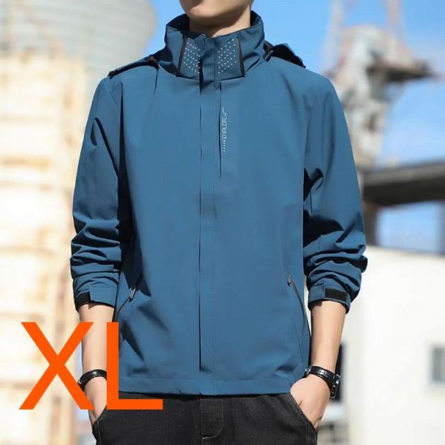 メンズ パーカー♪登山 ゴルフウェア ウィンドブレーカー デニムブルー
