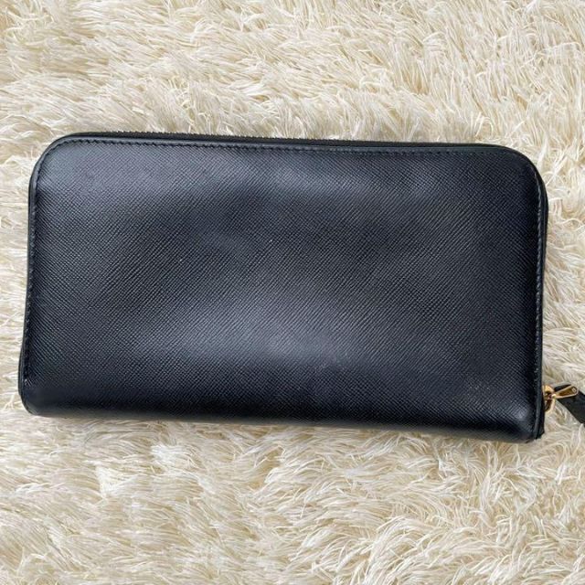 美品】PRADA 長財布 ラウンドファスナー サフィアーノ レザー ブラック