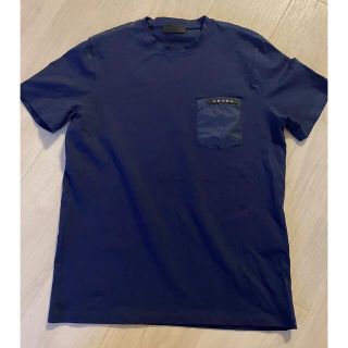 PRADA ロゴTシャツ　コットンネイビーLサイズ