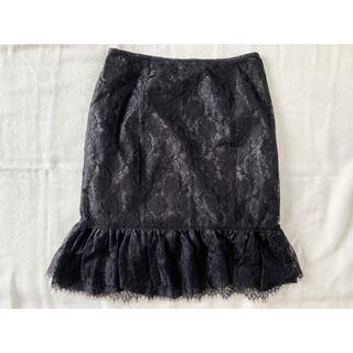 【70】花柄レーススカート/ブラック黒大きいサイズ(ひざ丈スカート)