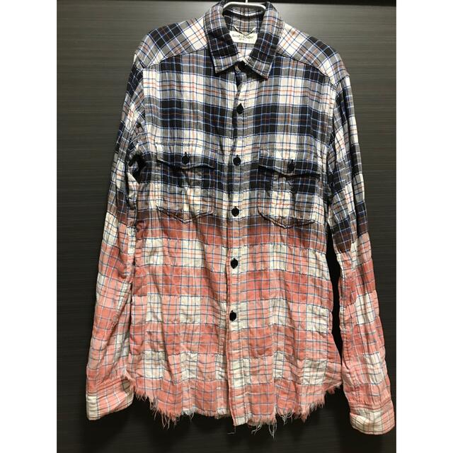選べる2個セット サンローラン ブリーチ加工チェックシャツ カット