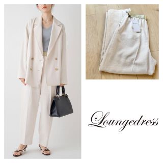 ラウンジドレス(Loungedress)の新品 Loungedress シャンブレーセミワイドパンツ アイボリー(カジュアルパンツ)