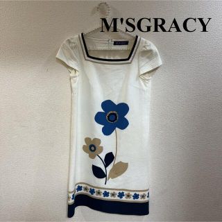 エムズグレイシー(M'S GRACY)のM'SGRACY 花柄ワンピース　38(ひざ丈ワンピース)