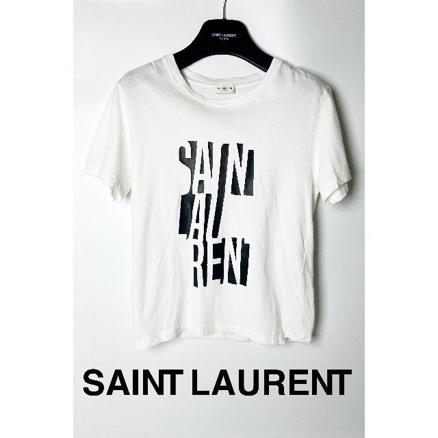 SAINT LAURENT】サンローラン ロゴＴシャツ L 白 - Tシャツ/カットソー