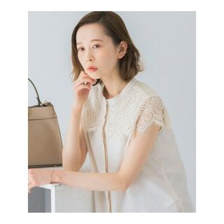 アーバンリサーチロッソ(URBAN RESEARCH ROSSO)のアーバンリサーチロッソ　ウォッシャブルヨークレースブラウス(シャツ/ブラウス(半袖/袖なし))