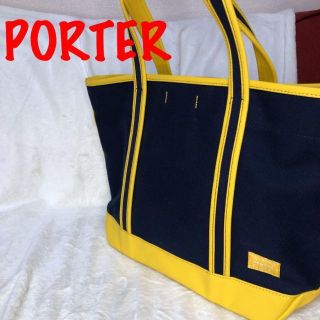 ポーター(PORTER)の美品！PORTER GIRL ポーターガール  トートバッグ イエロー　ネイビー(トートバッグ)