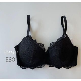 トリンプ  4/5カップブラ　E80 black レースブラ　大きいサイズ(ブラ)