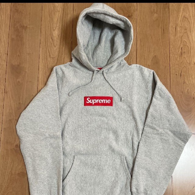 supreme box logo hooded sweatshirt グレー