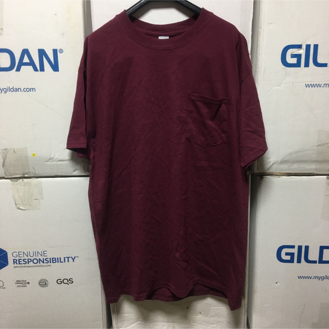 GILDAN(ギルタン)のGILDANギルダン☆半袖無地Tシャツ☆ポケット付き☆マルーン☆XLサイズ メンズのトップス(Tシャツ/カットソー(半袖/袖なし))の商品写真