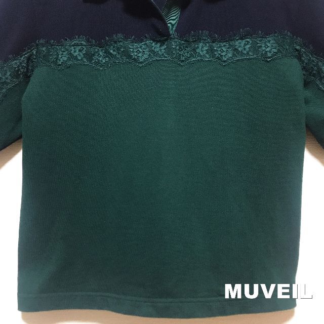 MUVEIL WORK(ミュベールワーク)の【MUVEIL】ミュベール レース切替 ハーフトーン シャツブラウス レディースのトップス(シャツ/ブラウス(長袖/七分))の商品写真