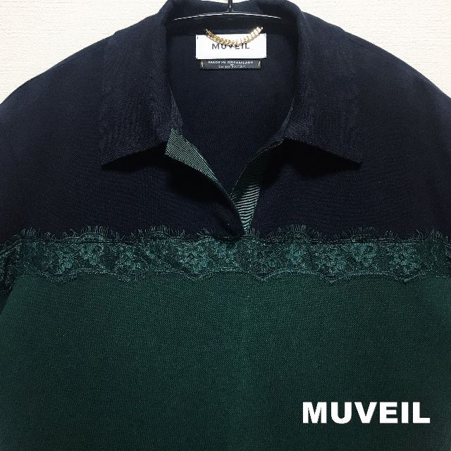 MUVEIL WORK(ミュベールワーク)の【MUVEIL】ミュベール レース切替 ハーフトーン シャツブラウス レディースのトップス(シャツ/ブラウス(長袖/七分))の商品写真