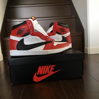 ナイキ(NIKE)のエアジョーダン1 RETRO HIGH OG フュージョンレッド(スニーカー)