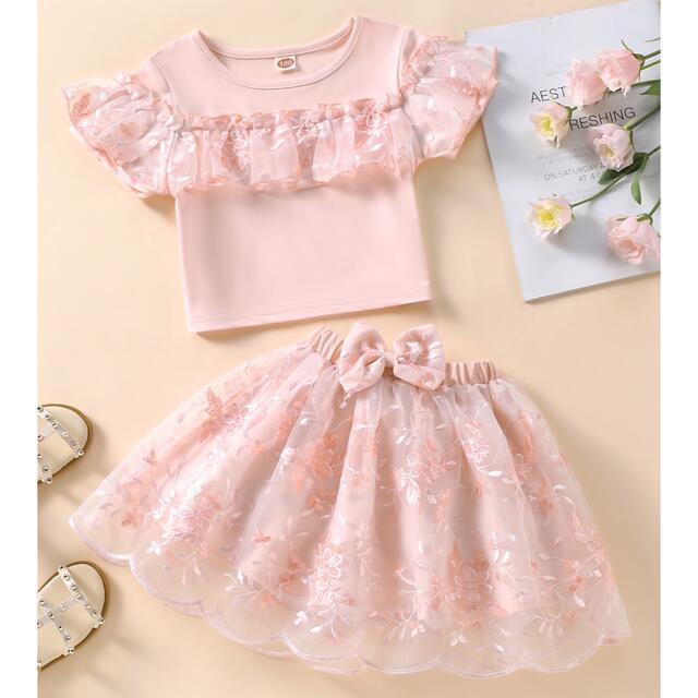 セットアップ　ベビー女の子　90㌢　フリフリ可愛い キッズ/ベビー/マタニティのキッズ服女の子用(90cm~)(ドレス/フォーマル)の商品写真