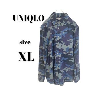 ユニクロ(UNIQLO)のUNIQLO ユニクロ ブルー　迷彩シャツ　レディース　大きいサイズ　XLサイズ(シャツ/ブラウス(長袖/七分))