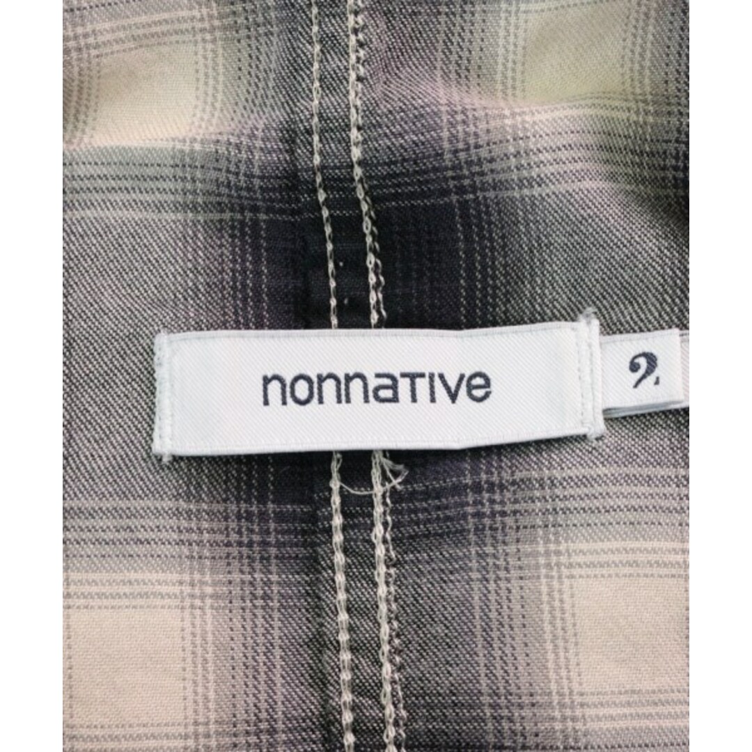 nonnative カジュアルシャツ 2(M位) ベージュx黒x紫(チェック)なし生地の厚さ
