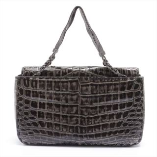 ボッテガヴェネタ(Bottega Veneta)のボッテガヴェネタ  クロコ  グレー レディース ハンドバッグ(ハンドバッグ)