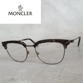 モンクレール(MONCLER)のメガネ モンクレール グレー サーモントブロー ハーフ クローム 眼鏡 メタル(サングラス/メガネ)