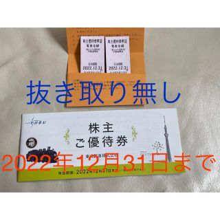 東武　株主優待　乗車券2枚　抜き取りなし 12/31まで(遊園地/テーマパーク)