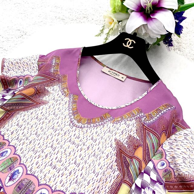 新品同様‼️ETRO シルク100%フリル袖ペイズリーシフトフローラルワンピース