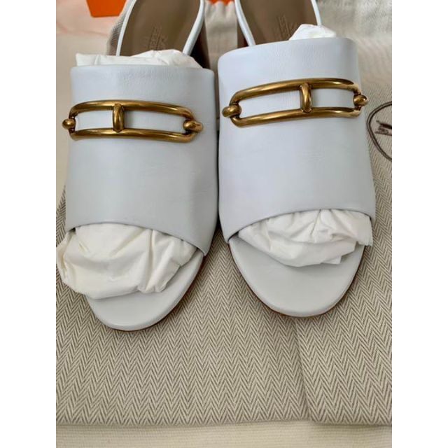 いただける㊍ Hermes - HERMESエルメス ミュールカミラ 36ハーフ 白