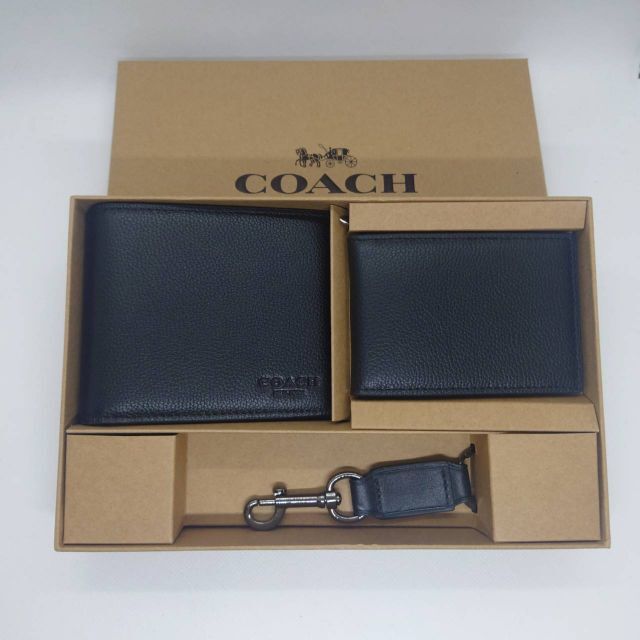 COACH 二つ折り財布 F74991 レザー アウトレット品　キーホルダー付き