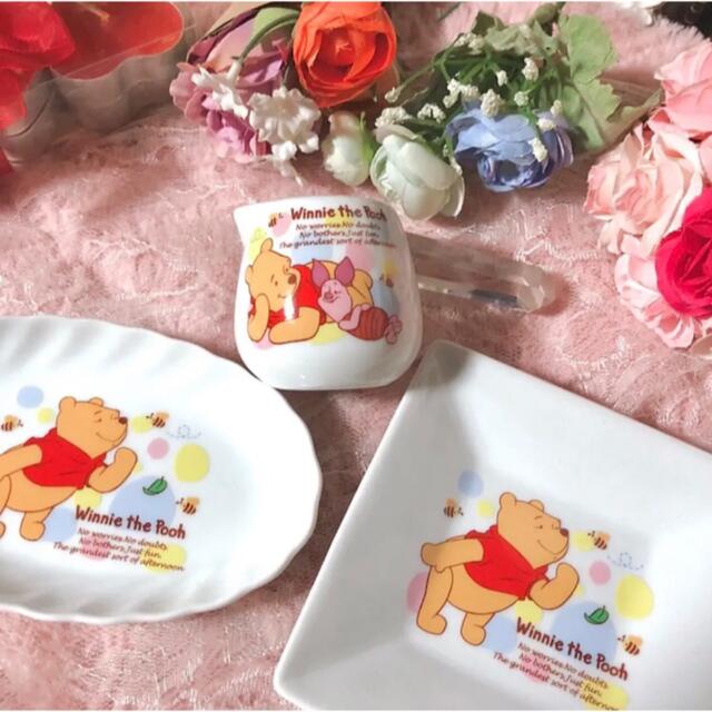 くまのプーさん(クマノプーサン)の【可愛い☆ レトロ品】くまのプーさん ミニ食器 3点セット インテリア/住まい/日用品のキッチン/食器(食器)の商品写真