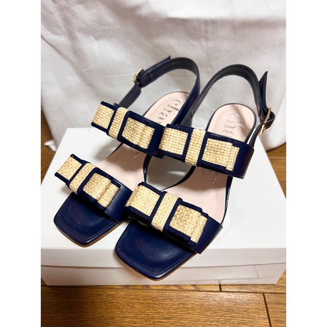 美品】DIANA ダイアナ サンダル chayコラボ ダブルリボンサンダル