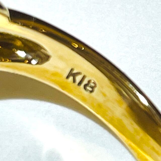 ☆K18 ゴールデンパール12.8mm&ダイヤ付きデザインリング☆ レディースのアクセサリー(リング(指輪))の商品写真