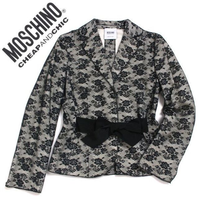 MOSCHINO ウエストリボン レースジャケット モスキーノ く日はお得