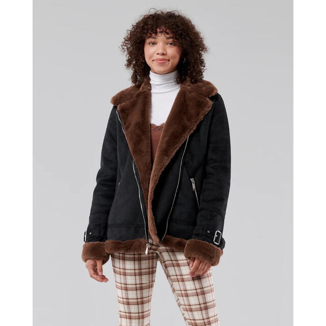 Hollister - Hollister FAUX SHEARLING BIKER JACKETの通販 by bub's