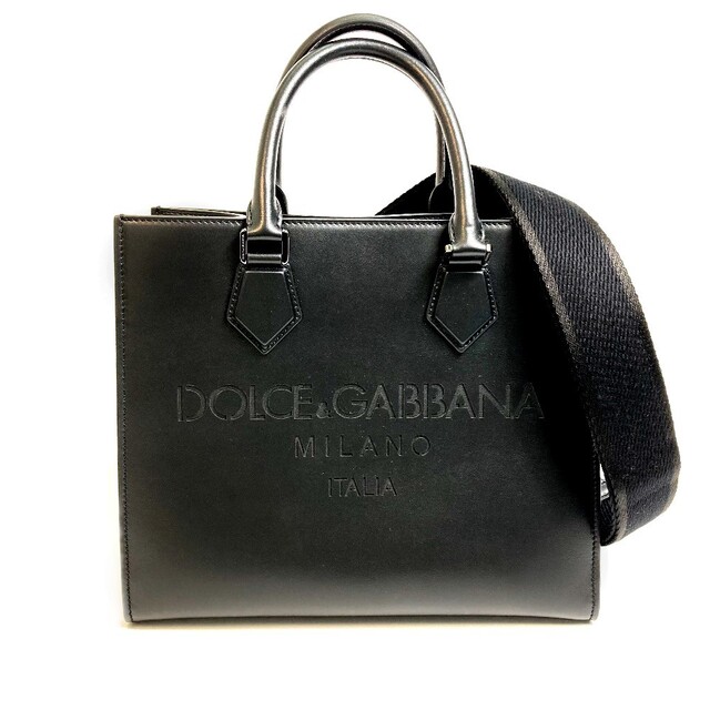 超歓迎】 DOLCE&GABBANA 美品 ブラック レザー トートバッグ