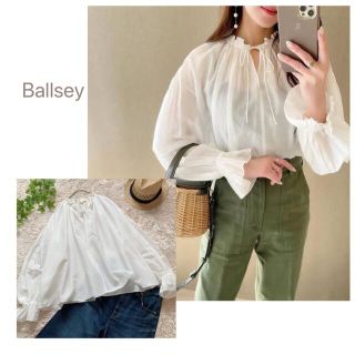 ボールジィ(Ballsey)の美品 ボールジィ シルクコットン ネックギャザーブラウス ボリュームスリーブ(シャツ/ブラウス(長袖/七分))