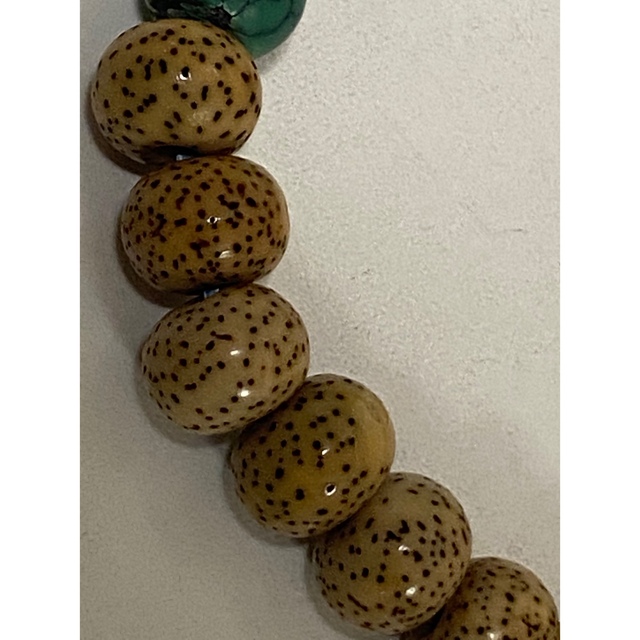 天然ターコイズ 天然トルコ石×木製念珠 ブレスレット 27玉 数珠(16cm)